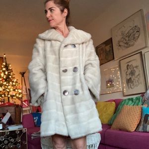 Vintage faux white fur coat